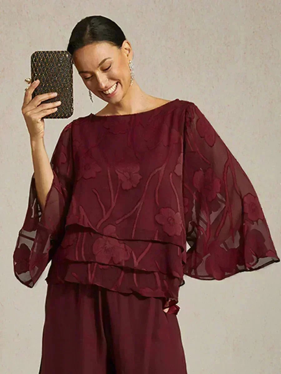 Blusa floral de gasa con capas - Nhaura