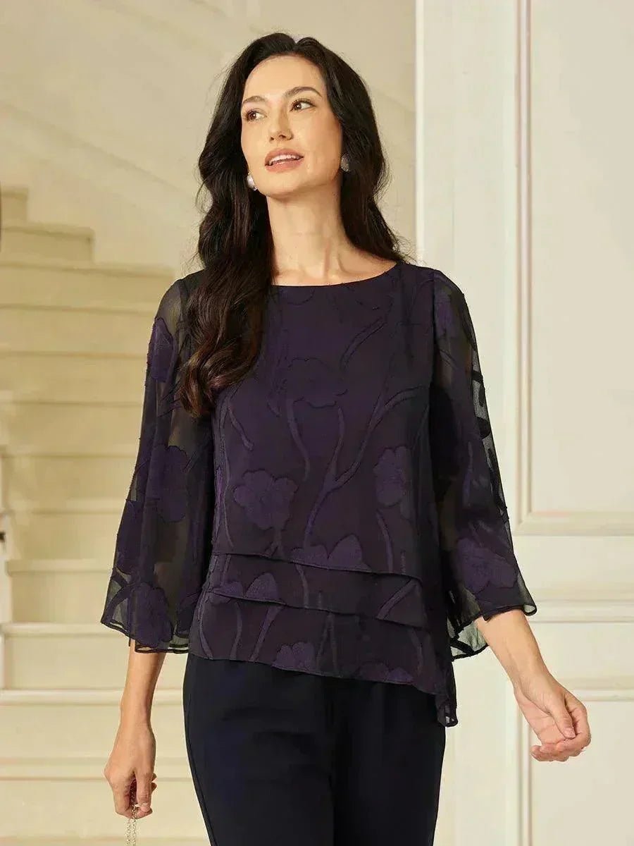 Blusa floral de gasa con capas - Nhaura