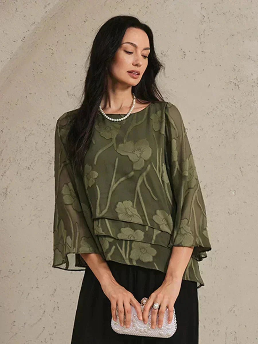 Blusa floral de gasa con capas - Nhaura