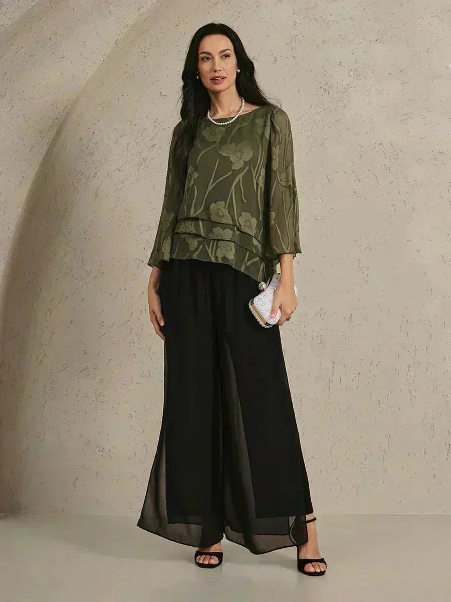 Blusa floral de gasa con capas - Nhaura