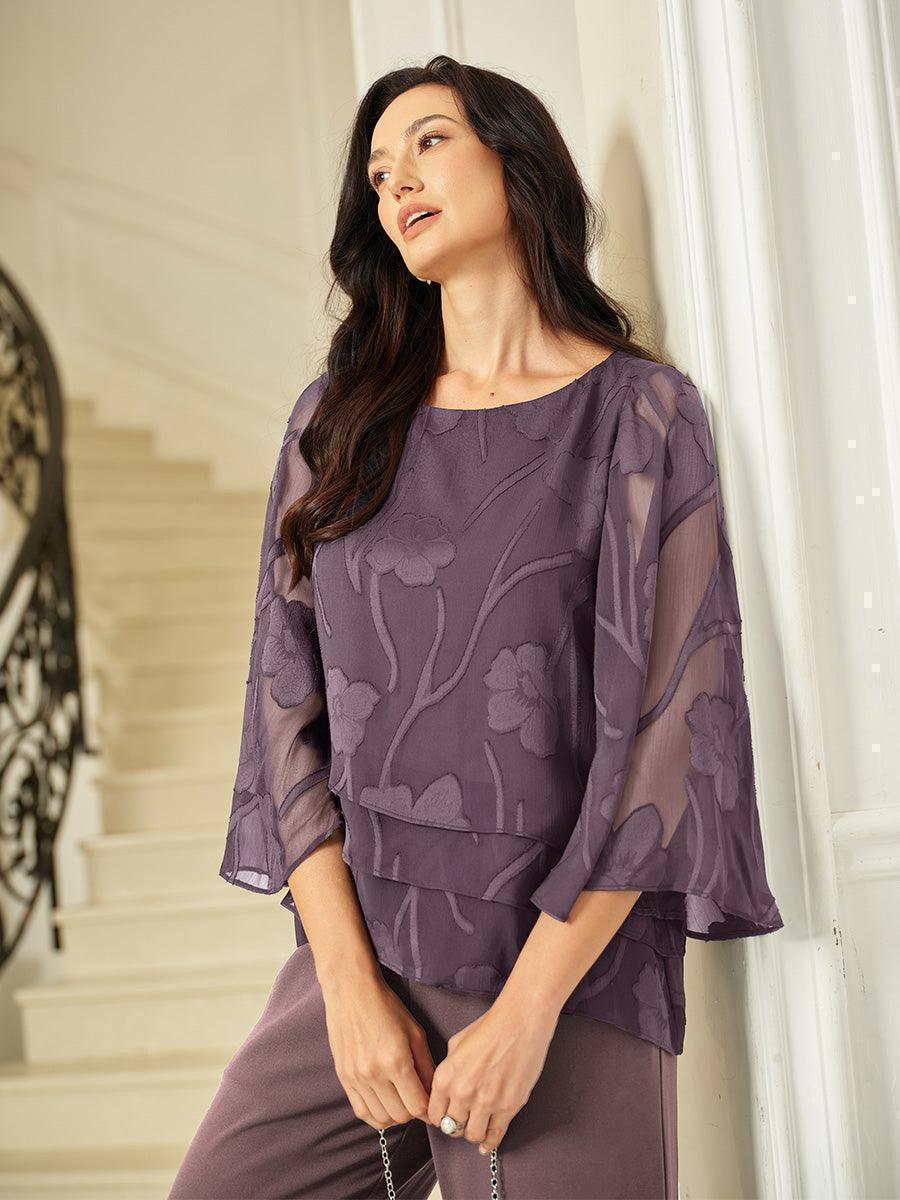 Blusa floral de gasa con capas - Nhaura