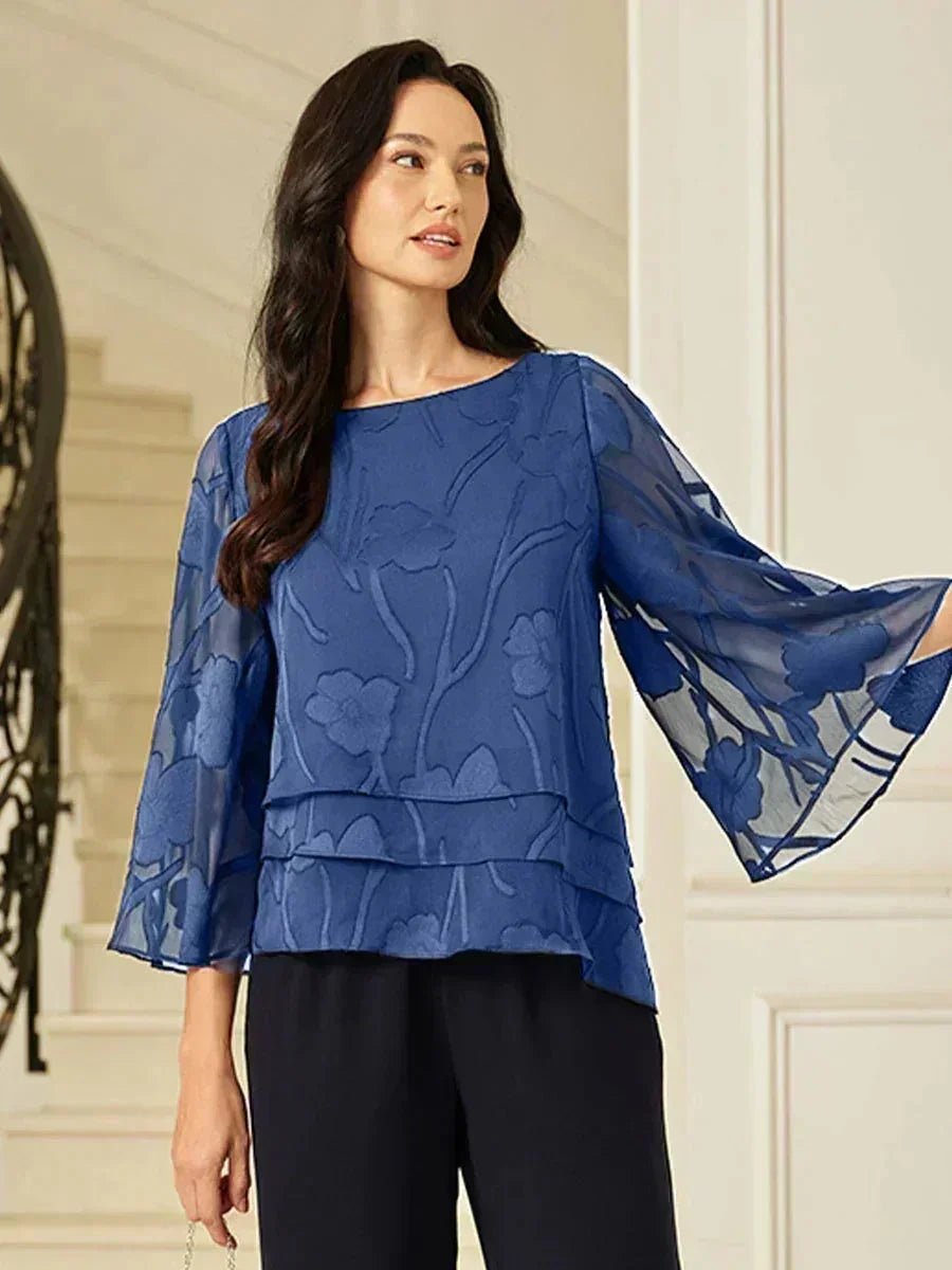 Blusa floral de gasa con capas - Nhaura