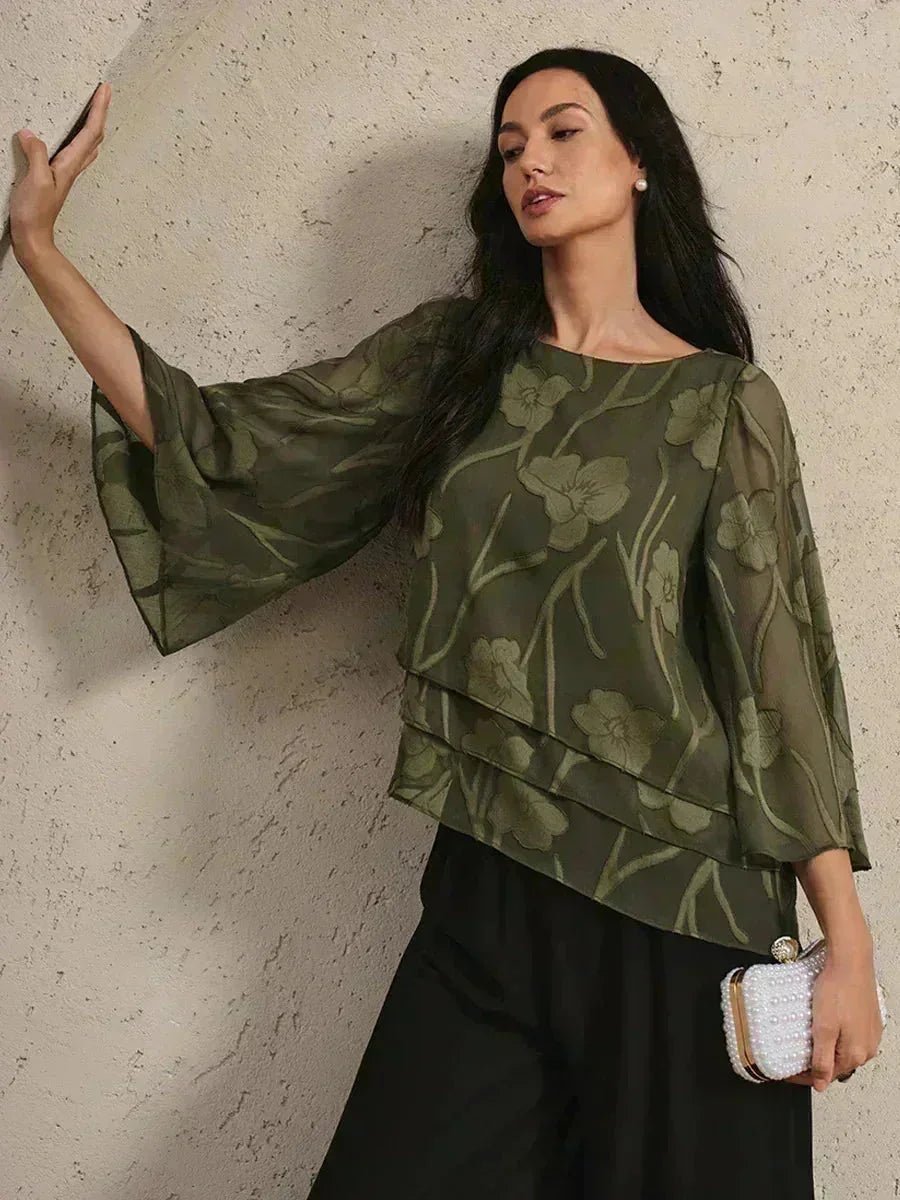 Blusa floral de gasa con capas - Nhaura