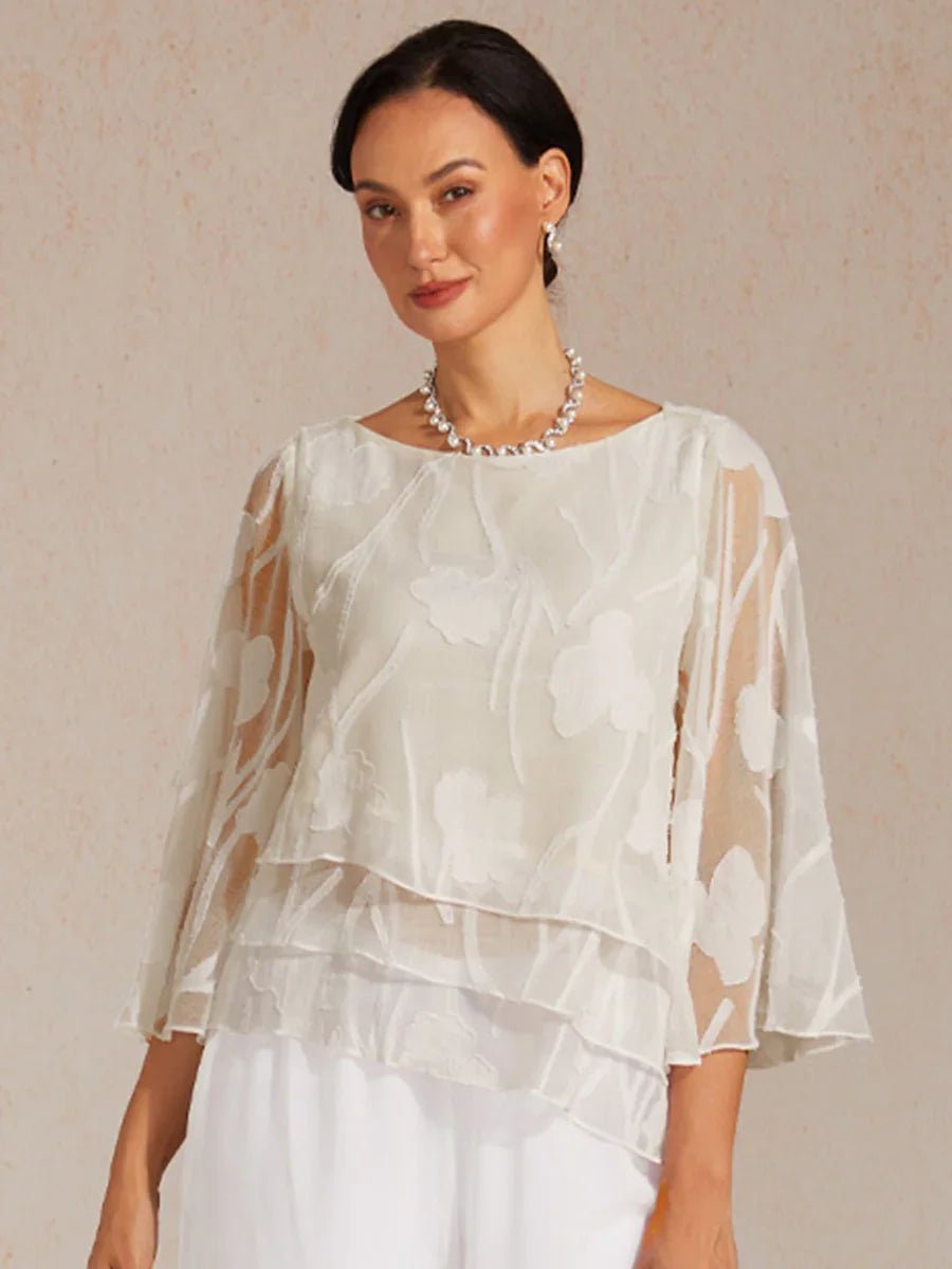 Blusa floral de gasa con capas - Nhaura