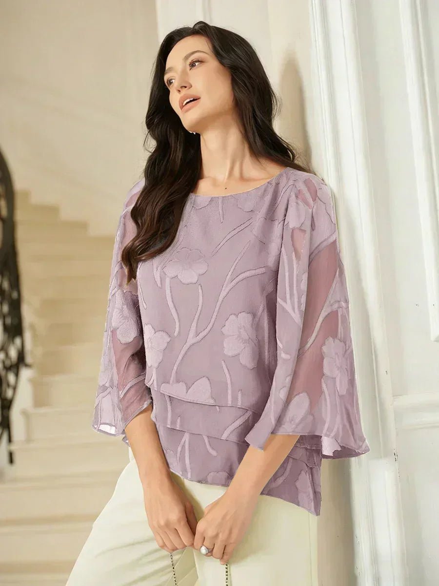 Blusa floral de gasa con capas - Nhaura