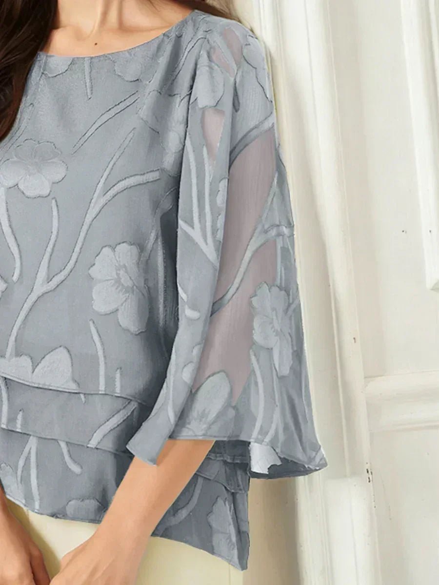 Blusa floral de gasa con capas - Nhaura