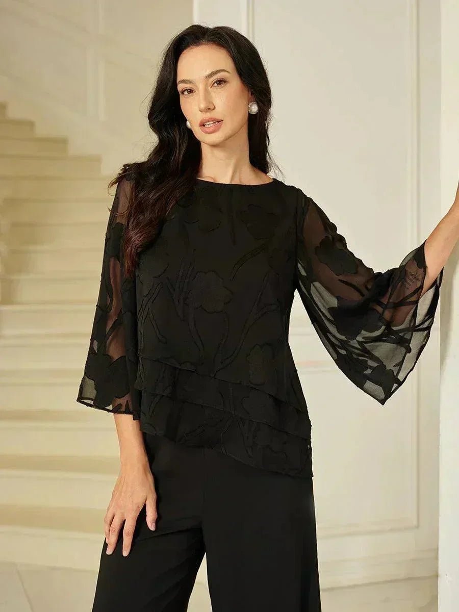 Blusa floral de gasa con capas - Nhaura
