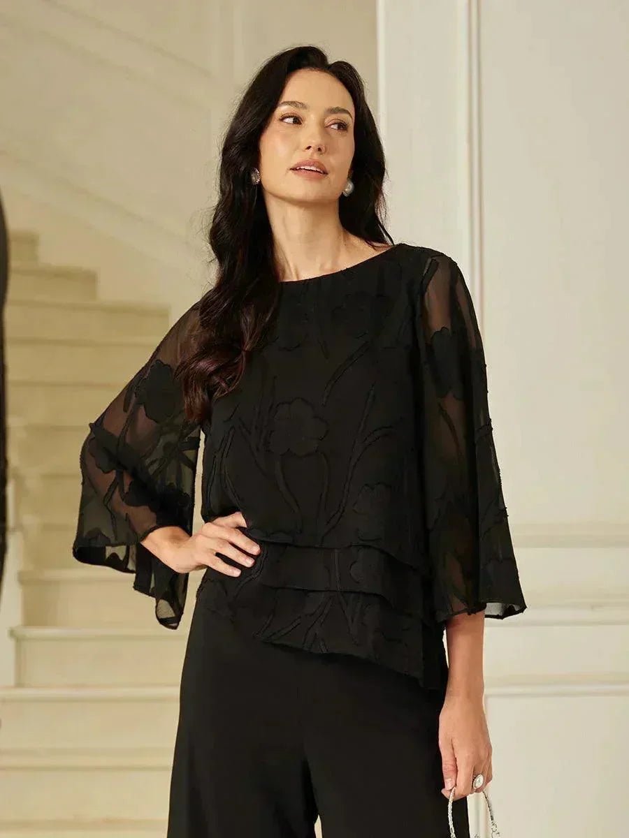 Blusa floral de gasa con capas - Nhaura