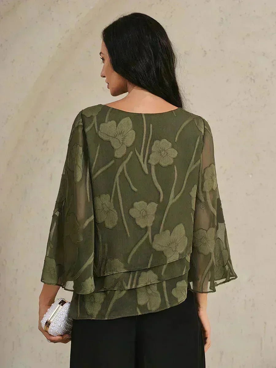 Blusa floral de gasa con capas - Nhaura
