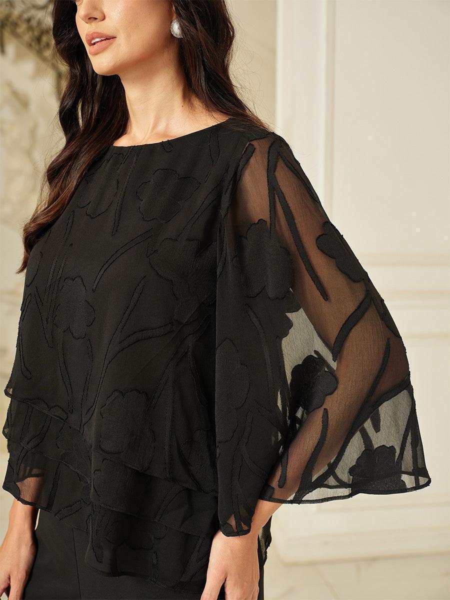 Blusa floral de gasa con capas - Nhaura