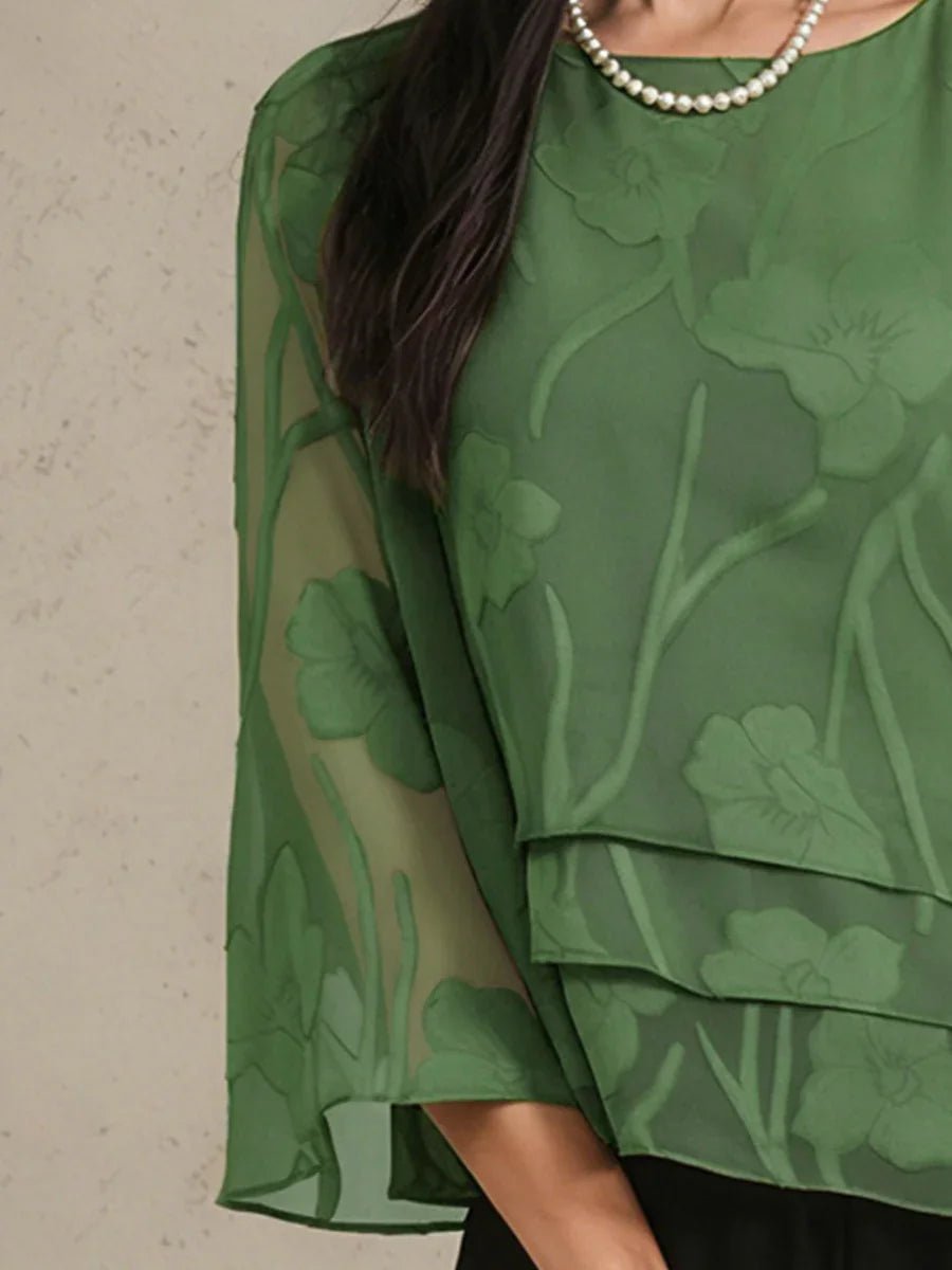 Blusa floral de gasa con capas - Nhaura