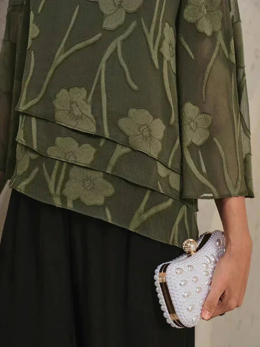 Blusa floral de gasa con capas - Nhaura