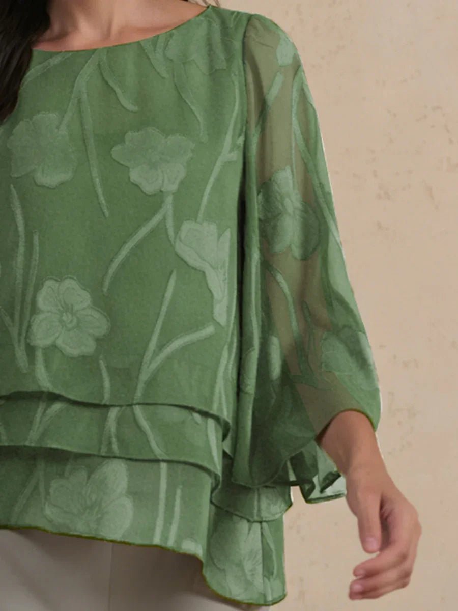 Blusa floral de gasa con capas - Nhaura