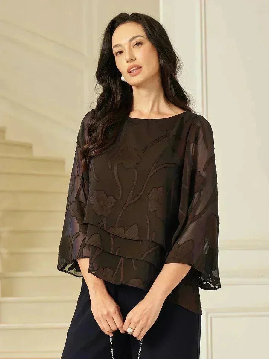 Blusa floral de gasa con capas - Nhaura