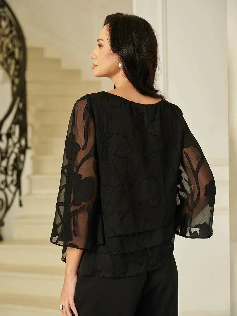 Blusa floral de gasa con capas - Nhaura