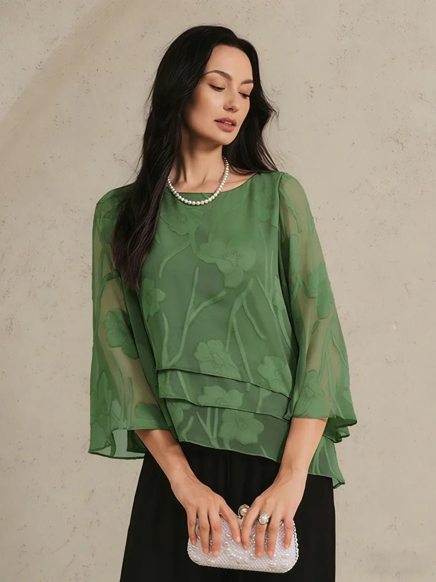 Blusa floral de gasa con capas - Nhaura