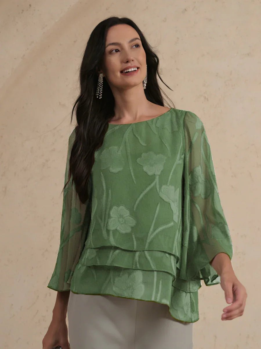 Blusa floral de gasa con capas - Nhaura