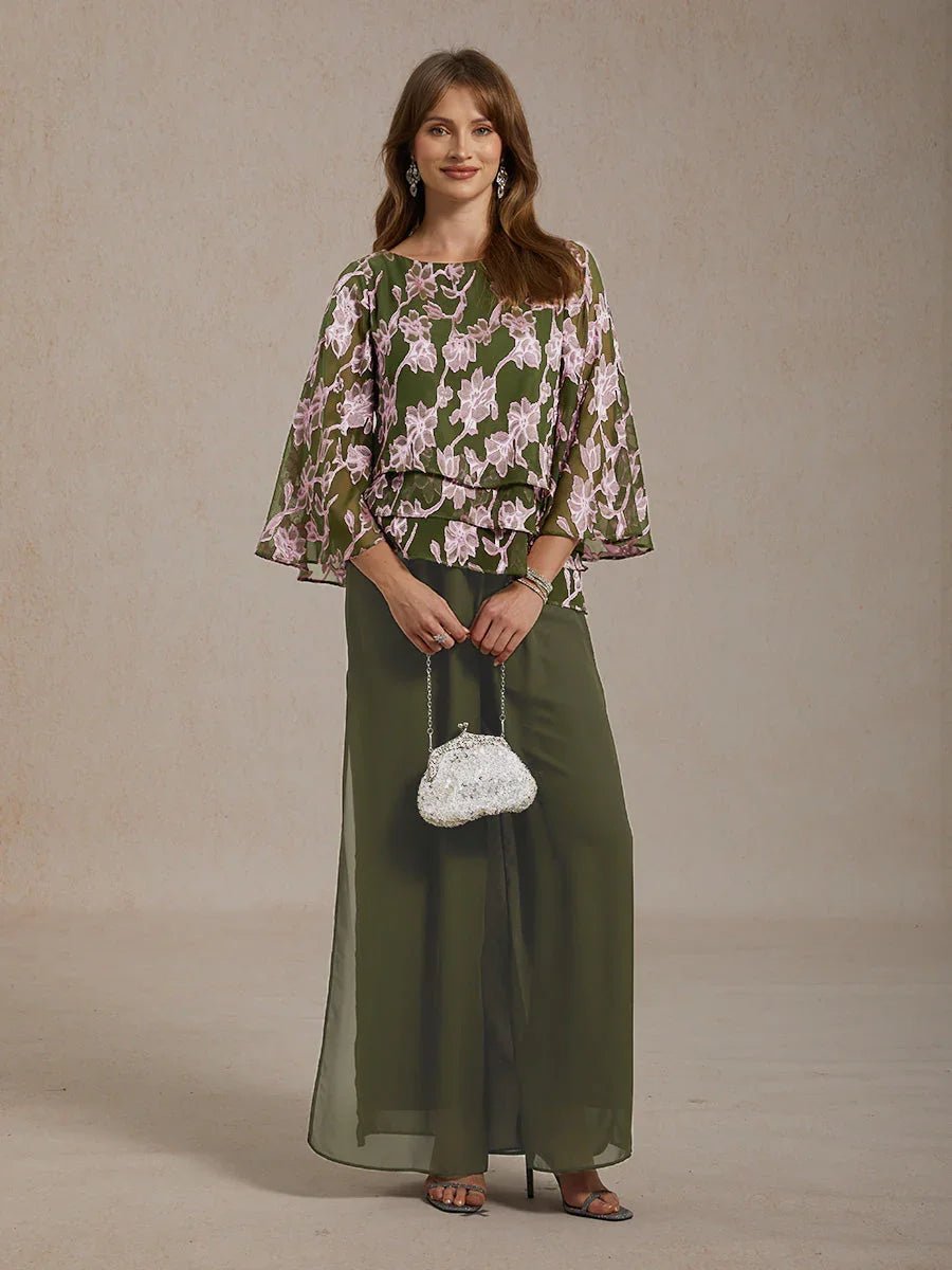 Blusa floral de gasa con cuello barco - Nhaura