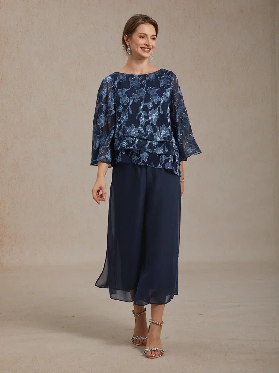 Blusa floral de gasa con cuello barco - Nhaura