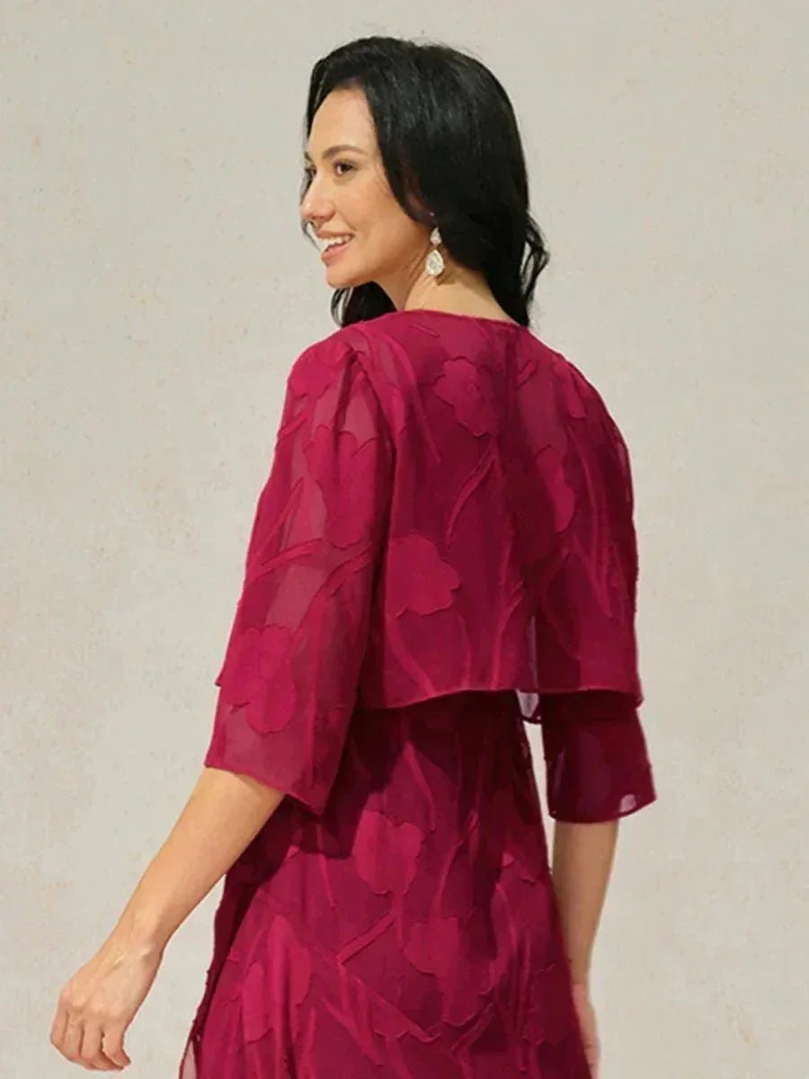 Bolero de gasa floral semitransparente con manga 3/4 - Nhaura