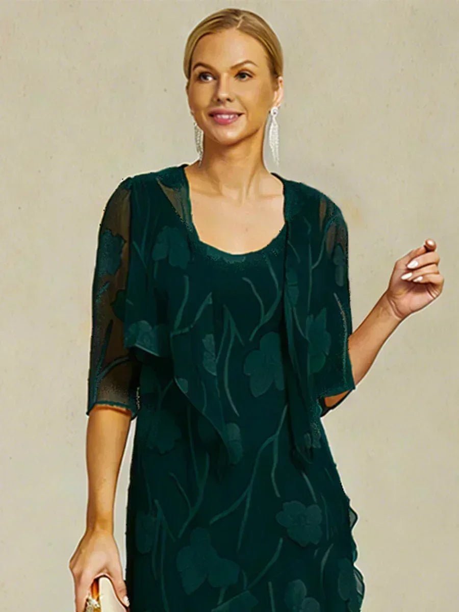 Bolero de gasa floral semitransparente con manga 3/4 - Nhaura