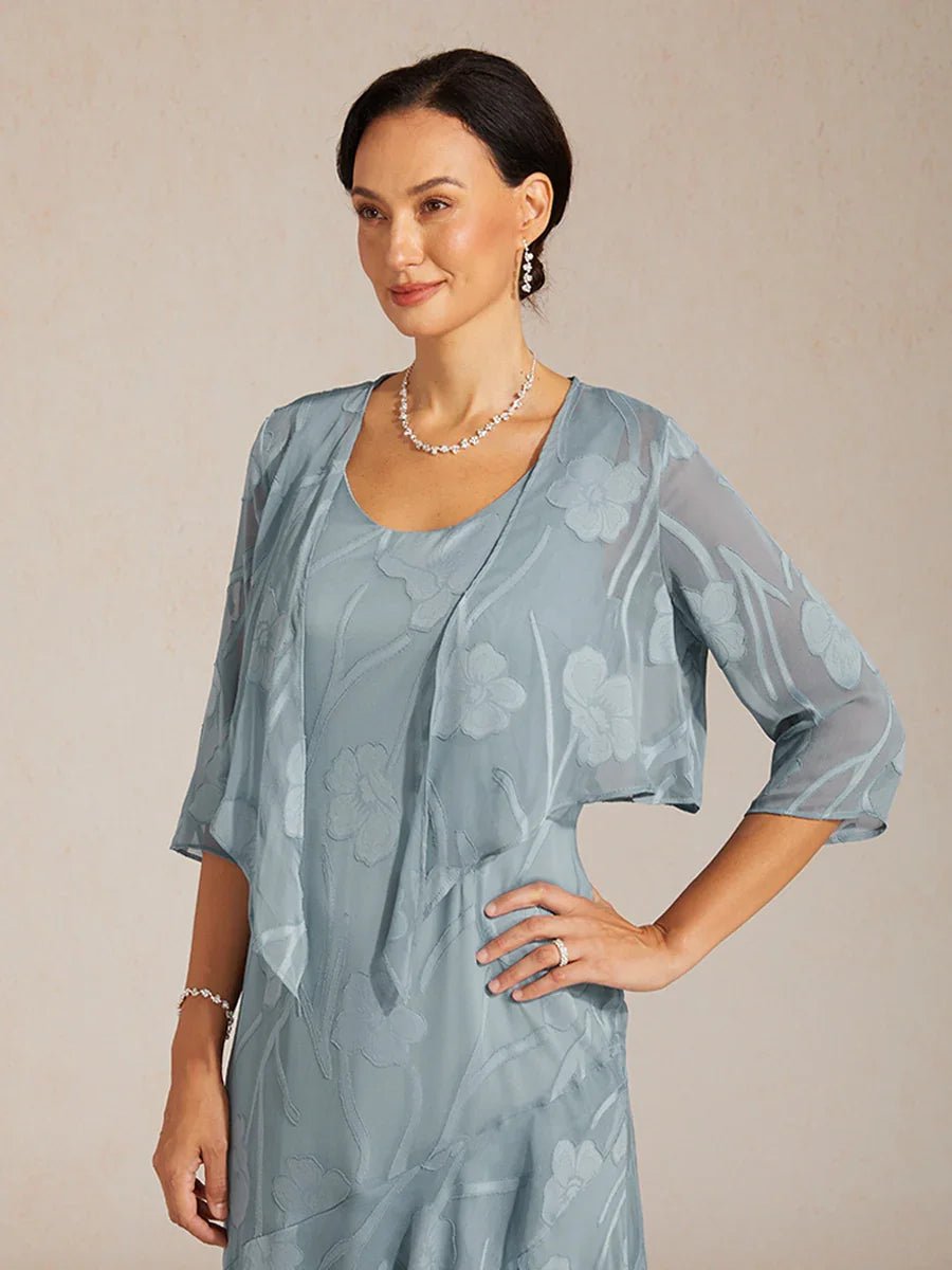 Bolero de gasa floral semitransparente con manga 3/4 - Nhaura