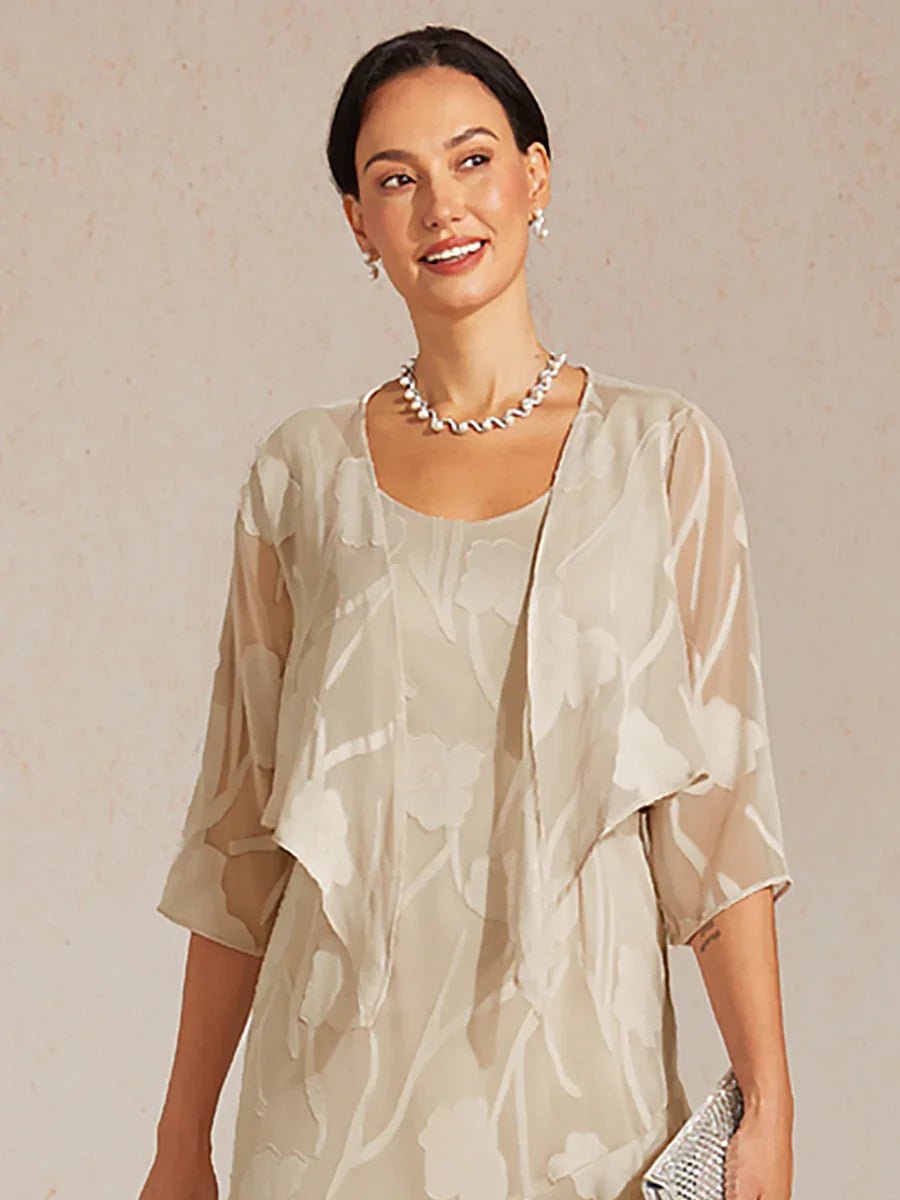 Bolero de gasa floral semitransparente con manga 3/4 - Nhaura