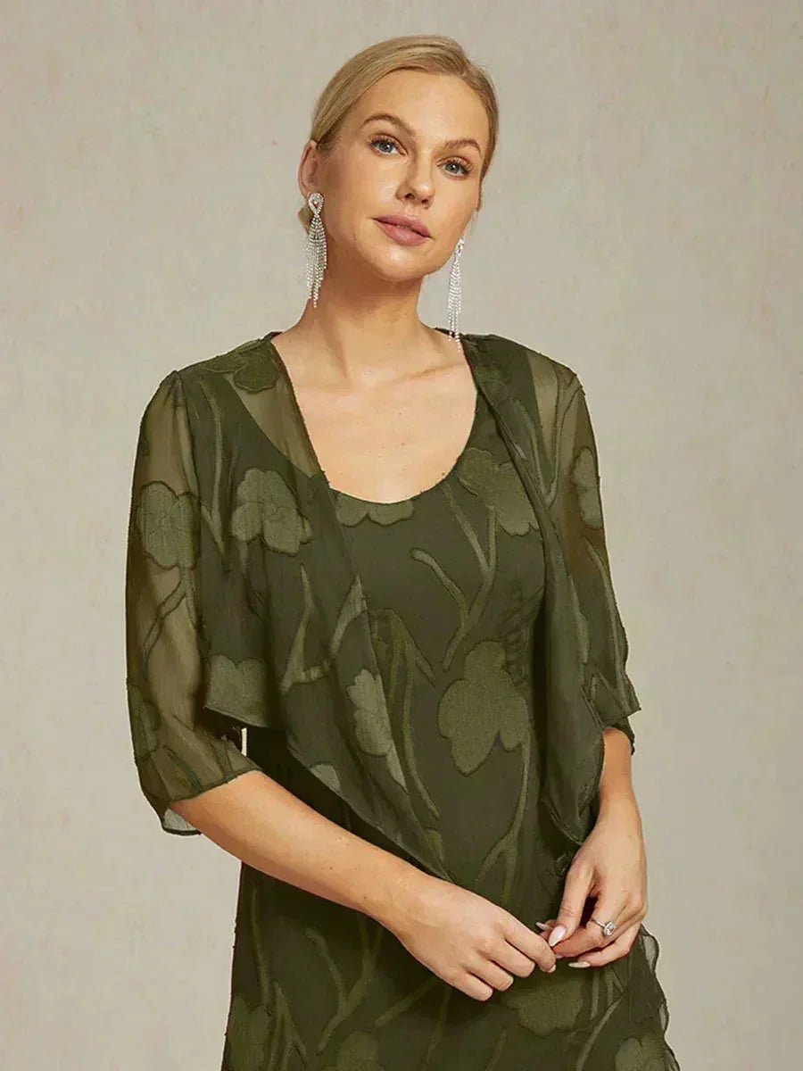 Bolero de gasa floral semitransparente con manga 3/4 - Nhaura