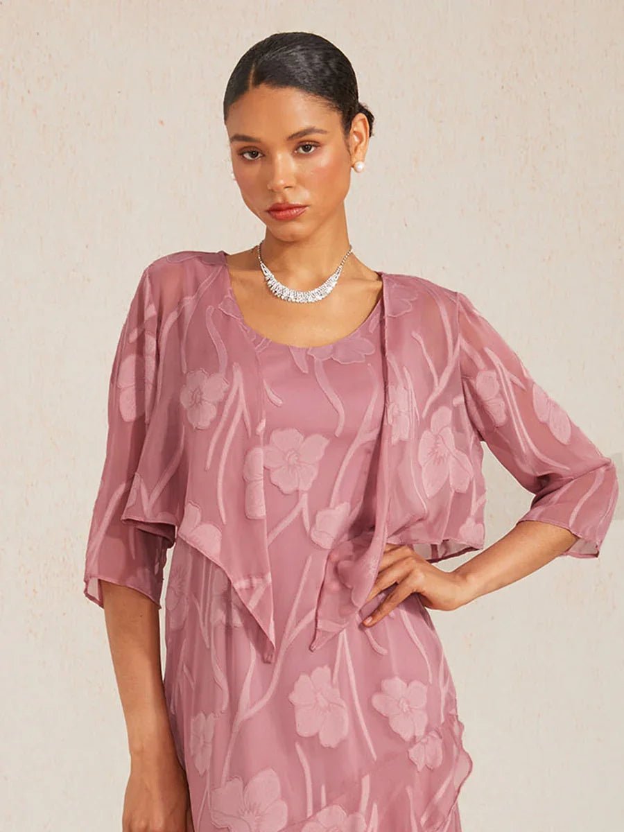 Bolero de gasa floral semitransparente con manga 3/4 - Nhaura