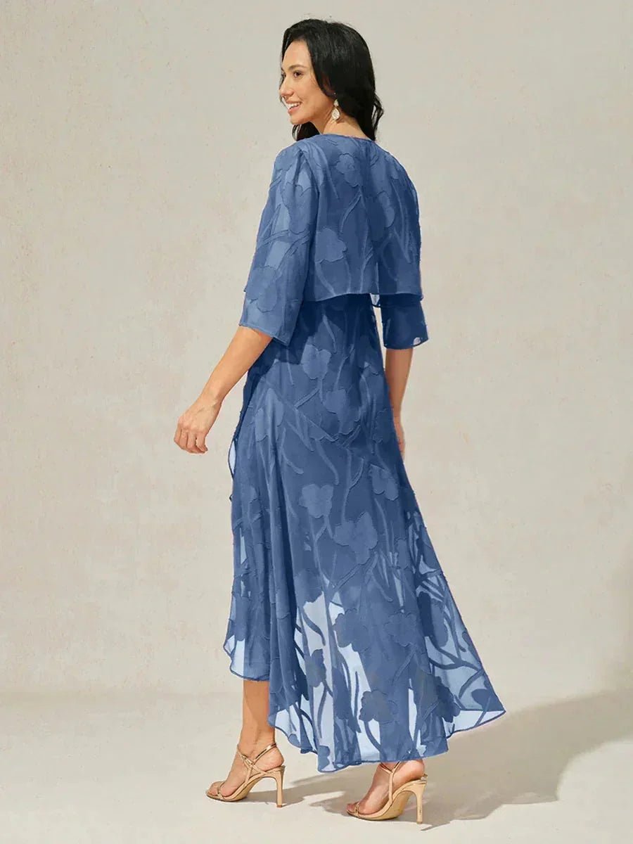 Bolero de gasa floral semitransparente con manga 3/4 - Nhaura