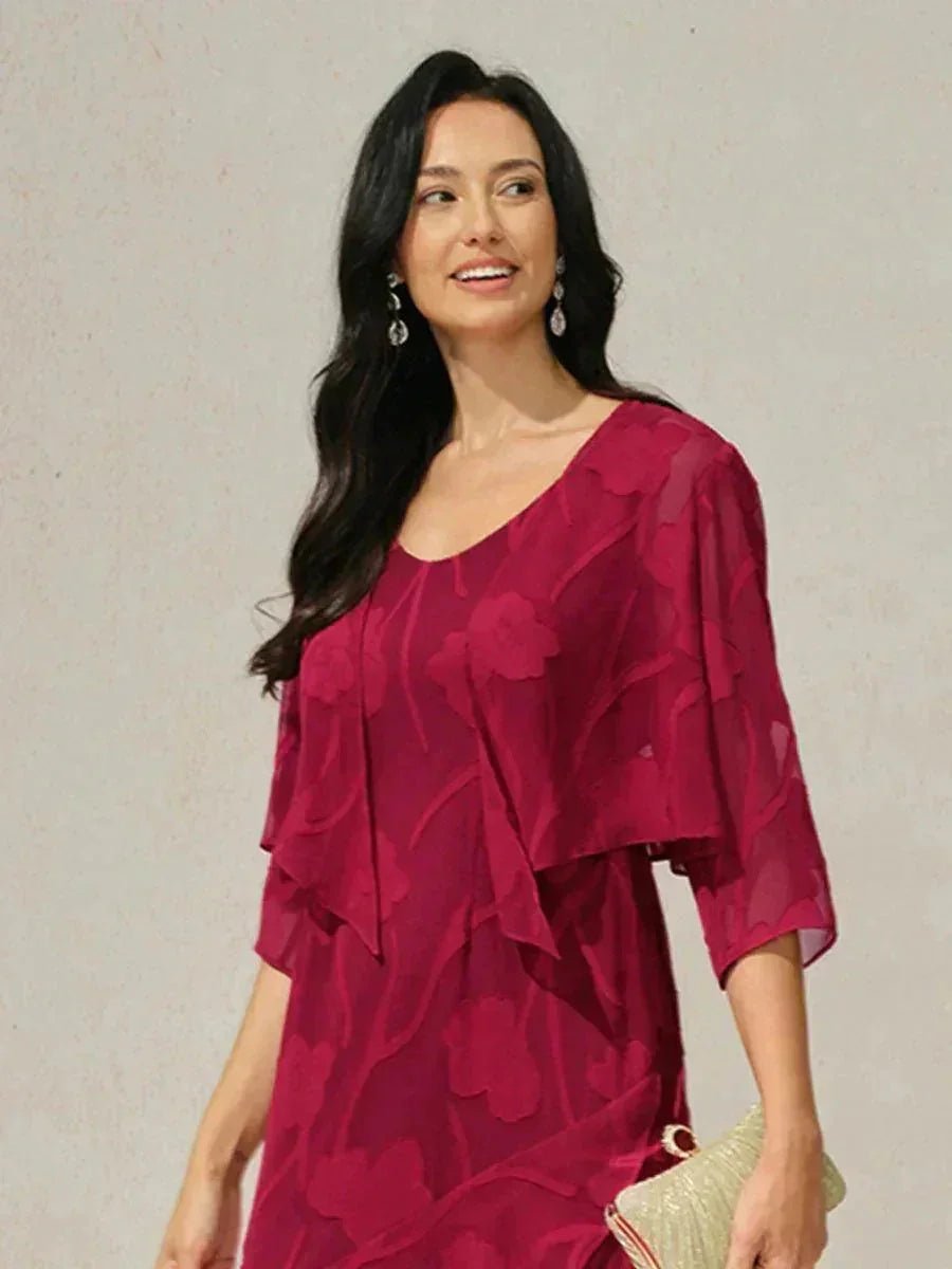 Bolero de gasa floral semitransparente con manga 3/4 - Nhaura