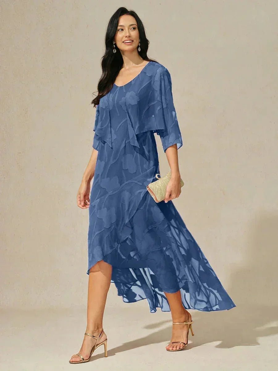 Bolero de gasa floral semitransparente con manga 3/4 - Nhaura