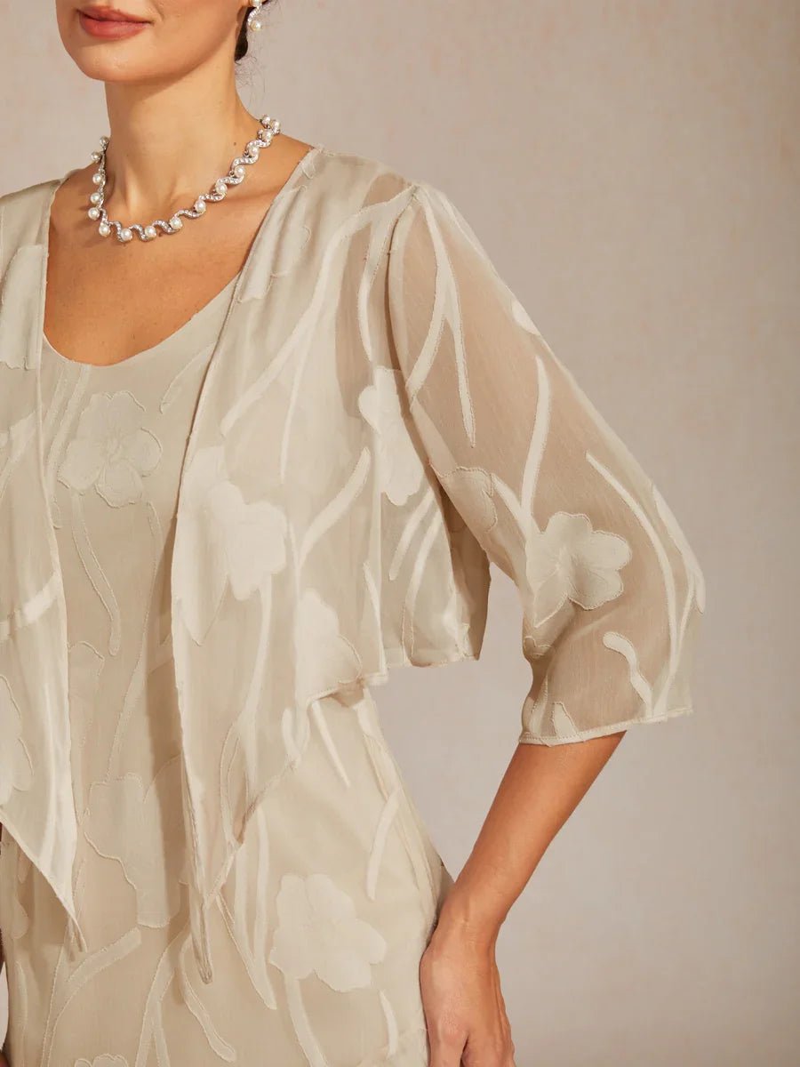 Bolero de gasa floral semitransparente con manga 3/4 - Nhaura