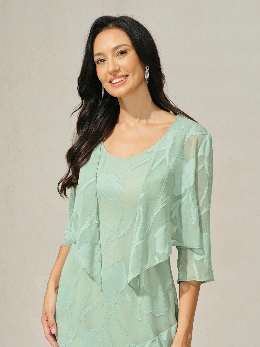 Bolero de gasa floral semitransparente con manga 3/4 - Nhaura