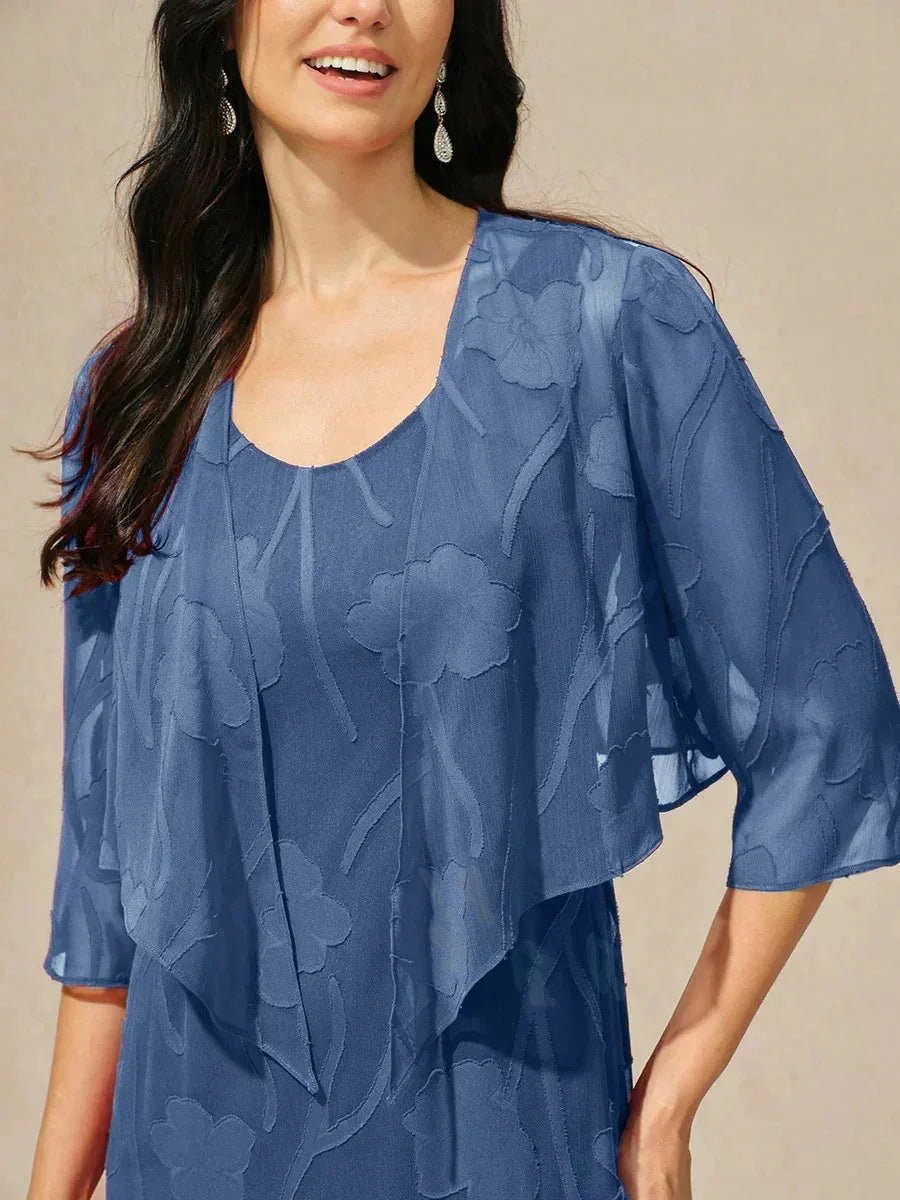 Bolero de gasa floral semitransparente con manga 3/4 - Nhaura