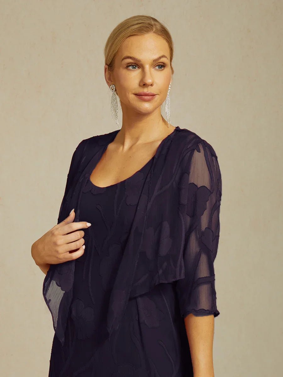 Bolero de gasa floral semitransparente con manga 3/4 - Nhaura