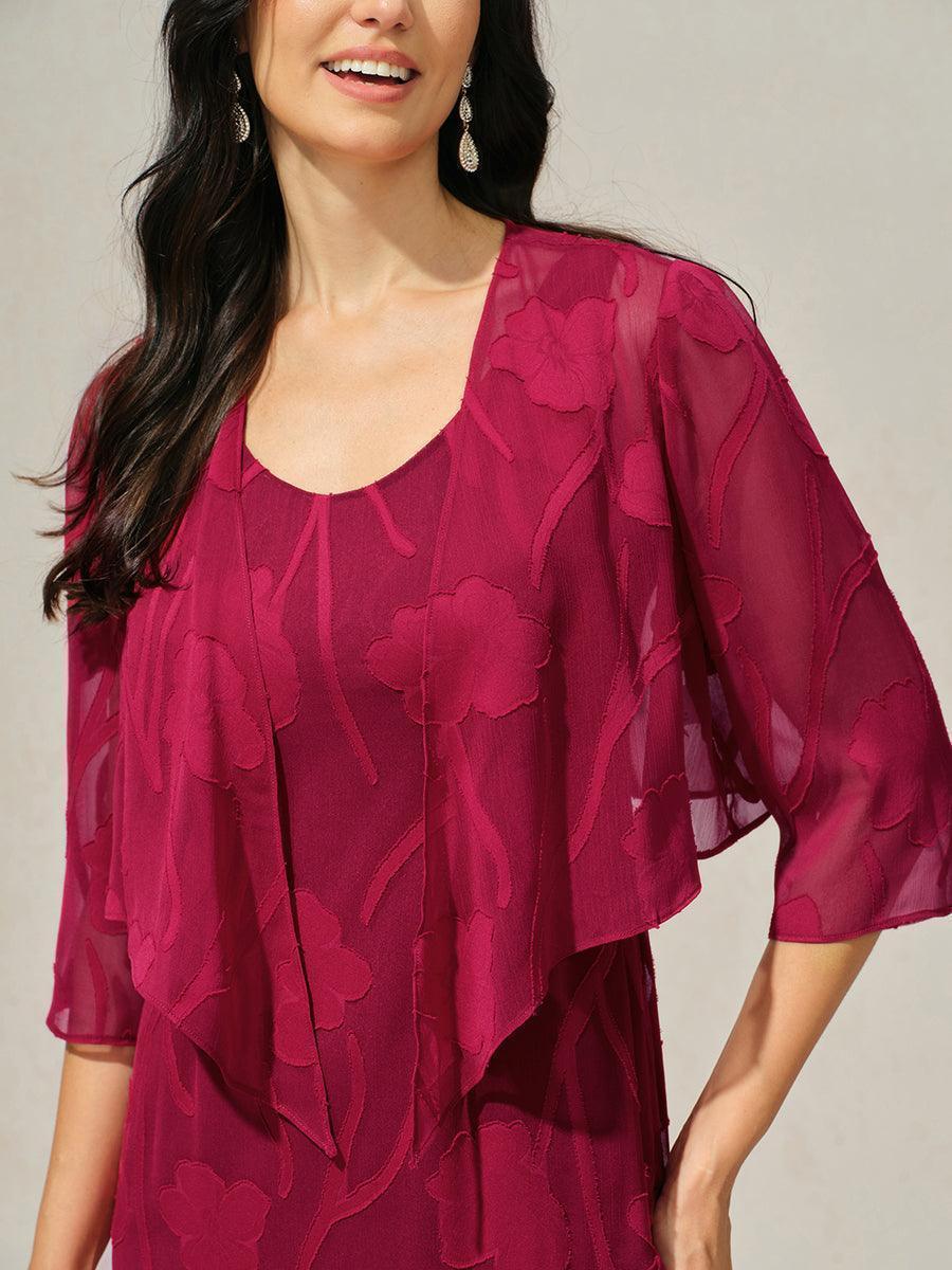 Bolero de gasa floral semitransparente con manga 3/4 - Nhaura