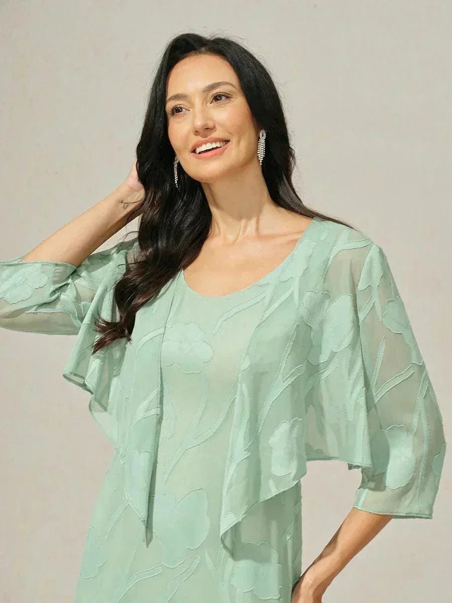 Bolero de gasa floral semitransparente con manga 3/4 - Nhaura