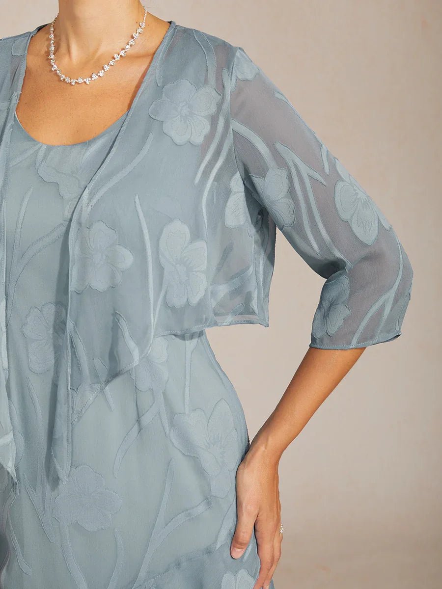 Bolero de gasa floral semitransparente con manga 3/4 - Nhaura