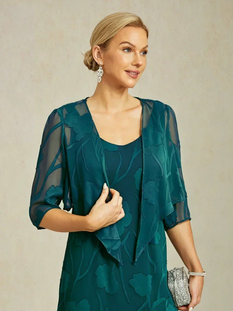 Bolero de gasa floral semitransparente con manga 3/4 - Nhaura