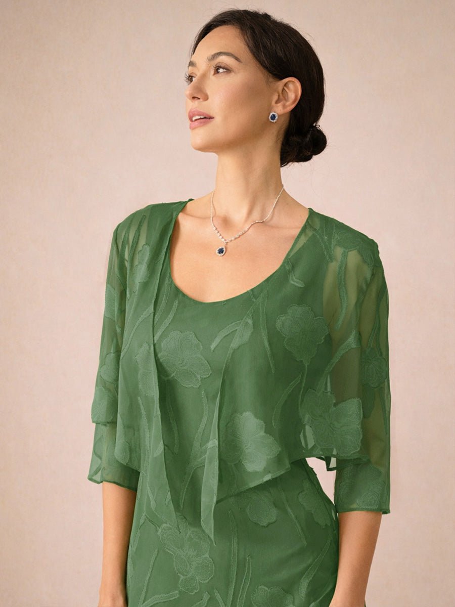 Bolero de gasa floral semitransparente con manga 3/4 - Nhaura