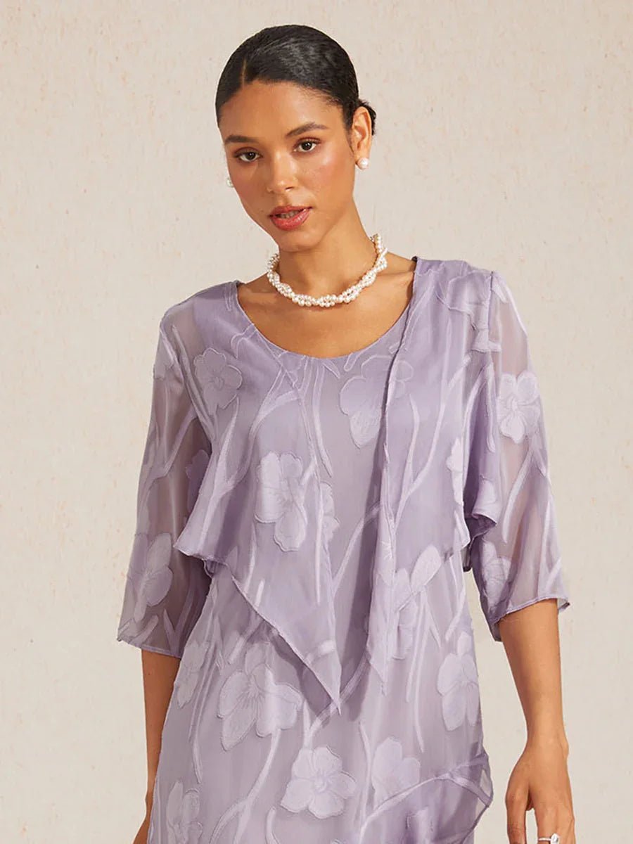 Bolero de gasa floral semitransparente con manga 3/4 - Nhaura