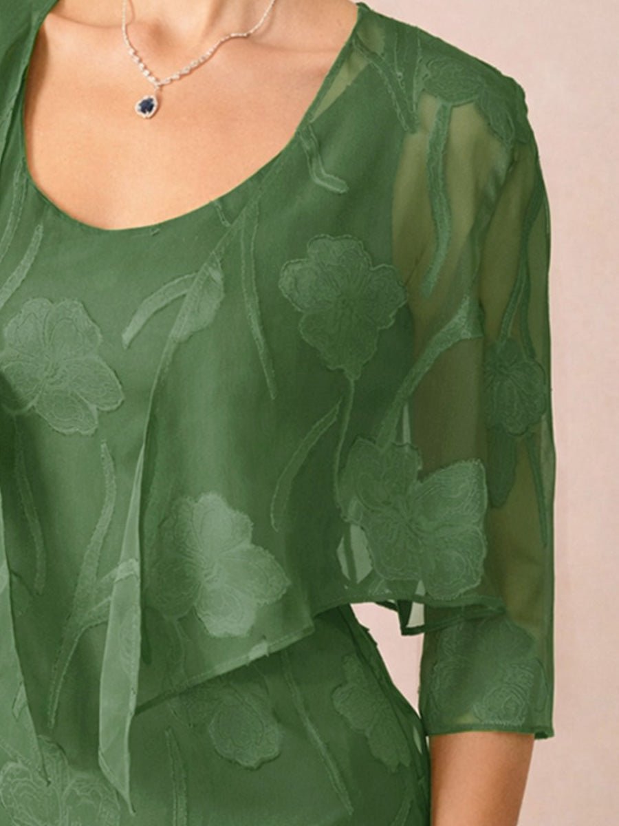 Bolero de gasa floral semitransparente con manga 3/4 - Nhaura