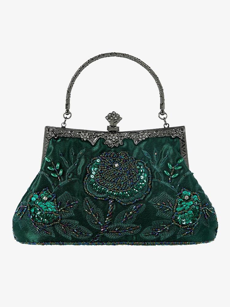 Bolso de noche de terciopelo con bordado de lentejuelas - Nhaura
