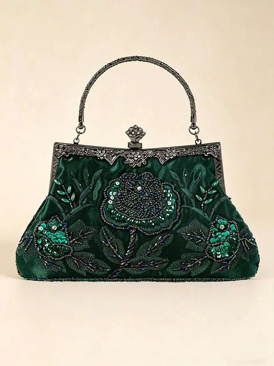 Bolso de noche de terciopelo con bordado de lentejuelas - Nhaura