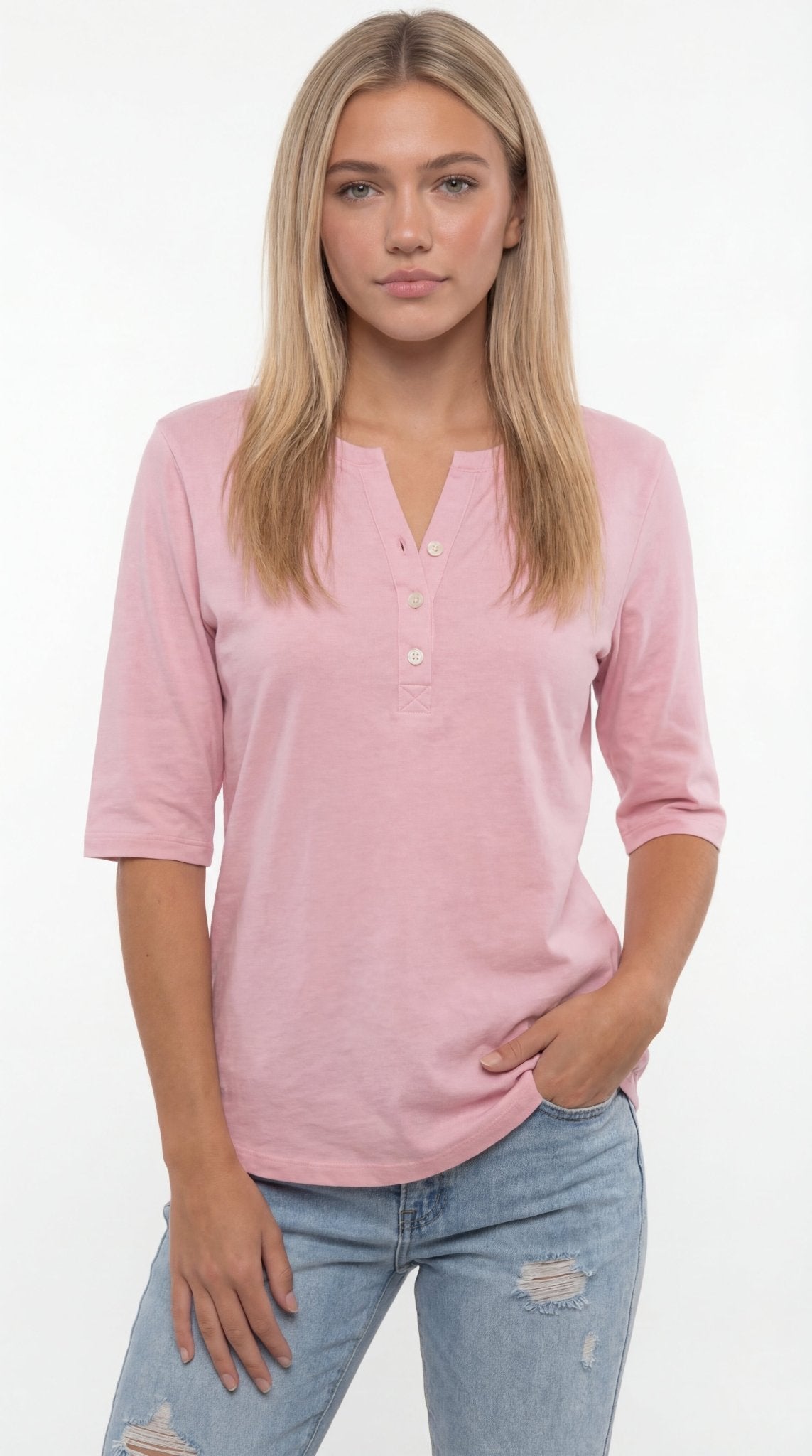 CAMISETA BÁSICA CUELLO HENLEY - Nhaura