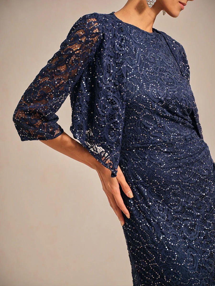Chaqueta de encaje elástico con lentejuelas y manga 3/4 - Nhaura