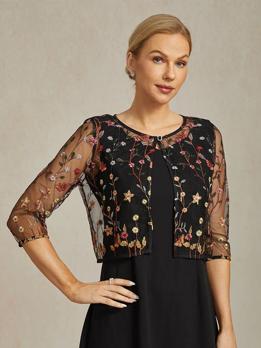 Chaqueta de encaje floral bordado con cierre de strass - Nhaura