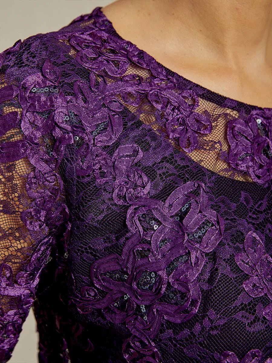 Chaqueta de encaje rosetón con adorno de lentejuelas - Nhaura