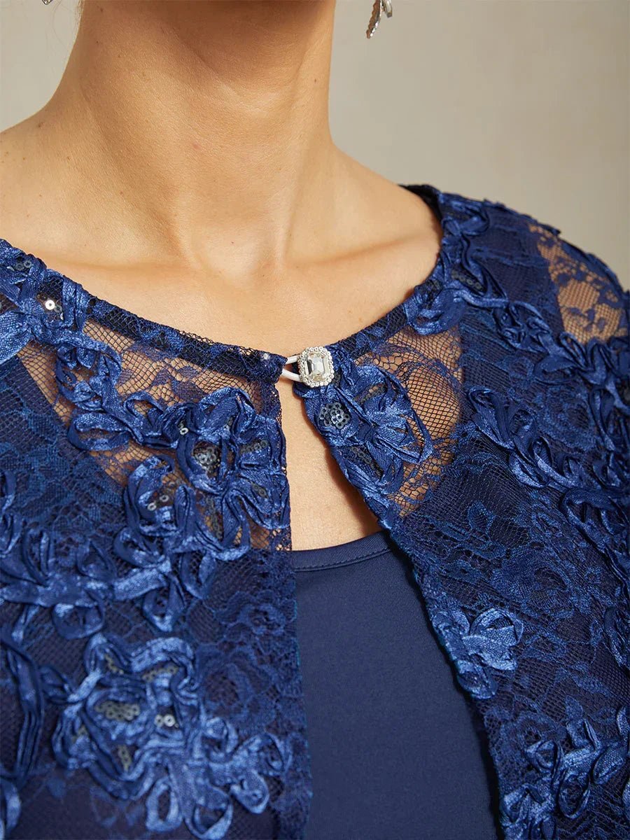 Chaqueta de encaje rosetón con adorno de lentejuelas - Nhaura